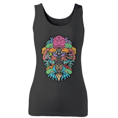 High quality print of this slim fit teenage mutant ninja turtles krang pizza women tank top will turn heads. And bystanders won't be disappointed - the racerback cut looks good one any woman's shoulders.