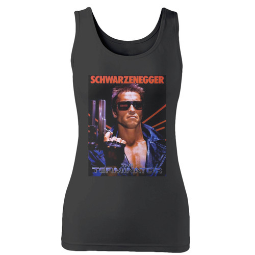 High quality print of this slim fit terminator arnold schwarzenegger 1 women tank top will turn heads. And bystanders won't be disappointed - the racerback cut looks good one any woman's shoulders.