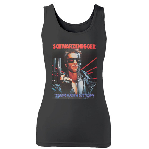 High quality print of this slim fit terminator arnold schwarzenegger 2 women tank top will turn heads. And bystanders won't be disappointed - the racerback cut looks good one any woman's shoulders.