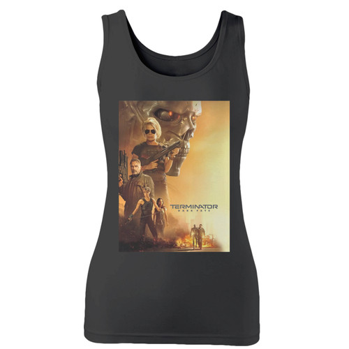 High quality print of this slim fit terminator dark cover women tank top will turn heads. And bystanders won't be disappointed - the racerback cut looks good one any woman's shoulders.