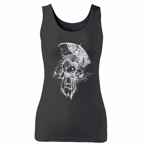 High quality print of this slim fit teru teru bozu i hate rainy women tank top will turn heads. And bystanders won't be disappointed - the racerback cut looks good one any woman's shoulders.