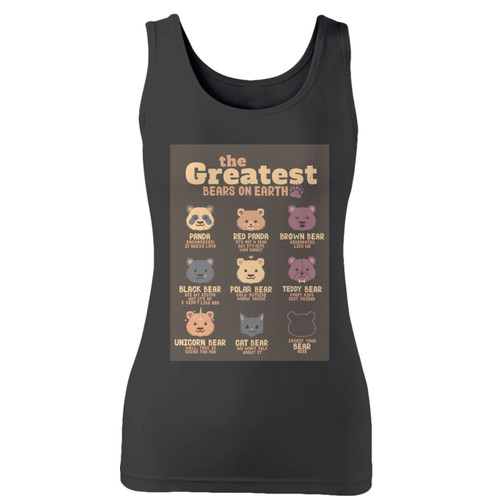 High quality print of this slim fit the greatest bears on earth women tank top will turn heads. And bystanders won't be disappointed - the racerback cut looks good one any woman's shoulders.