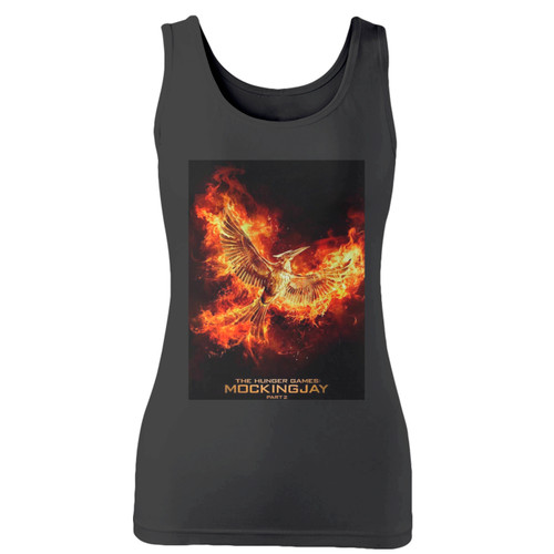 High quality print of this slim fit the hunger games fire logo women tank top will turn heads. And bystanders won't be disappointed - the racerback cut looks good one any woman's shoulders.