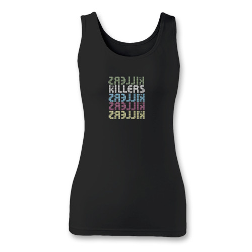 High quality print of this slim fit the killers 5 logos women tank top will turn heads. And bystanders won't be disappointed - the racerback cut looks good one any woman's shoulders.