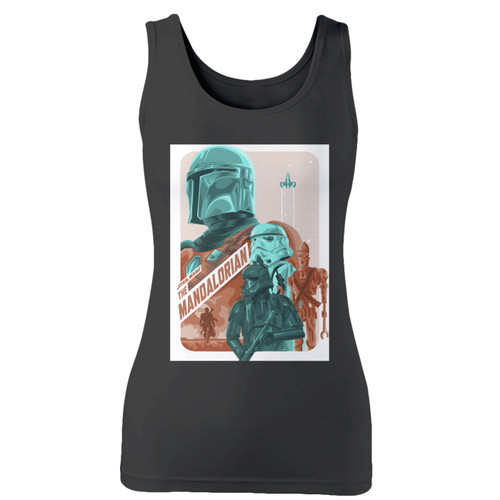 High quality print of this slim fit the mandalorian star wars inspired women tank top will turn heads. And bystanders won't be disappointed - the racerback cut looks good one any woman's shoulders.