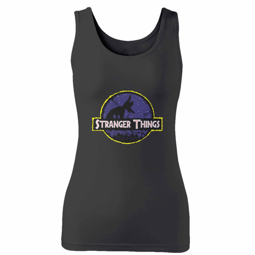High quality print of this slim fit the park of stranger things women tank top will turn heads. And bystanders won't be disappointed - the racerback cut looks good one any woman's shoulders.