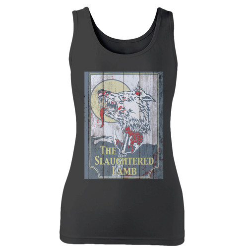High quality print of this slim fit the slaughtered lamb women tank top will turn heads. And bystanders won't be disappointed - the racerback cut looks good one any woman's shoulders.