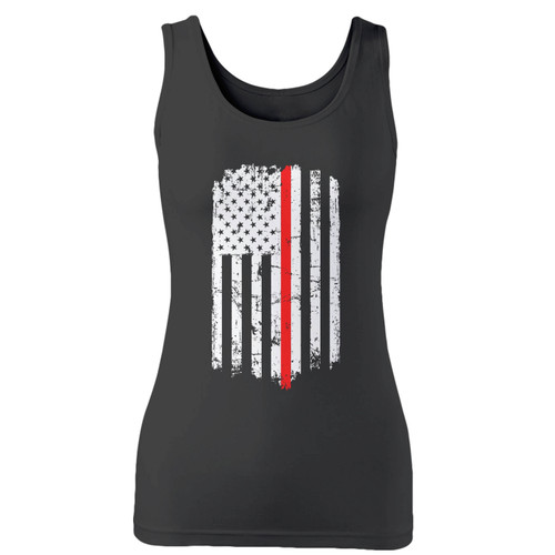 High quality print of this slim fit thin red line american flag women tank top will turn heads. And bystanders won't be disappointed - the racerback cut looks good one any woman's shoulders.