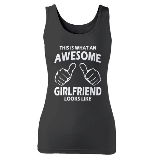 High quality print of this slim fit this is what an awesome girlfriend looks like women tank top will turn heads. And bystanders won't be disappointed - the racerback cut looks good one any woman's shoulders.