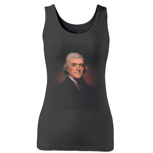 High quality print of this slim fit thomas jefferson women tank top will turn heads. And bystanders won't be disappointed - the racerback cut looks good one any woman's shoulders.