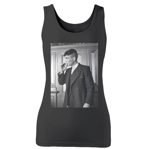 High quality print of this slim fit tommy shelby peaky blinders movie women tank top will turn heads. And bystanders won't be disappointed - the racerback cut looks good one any woman's shoulders.