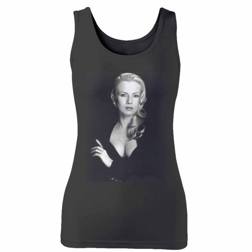 High quality print of this slim fit traci lords portrait women tank top will turn heads. And bystanders won't be disappointed - the racerback cut looks good one any woman's shoulders.