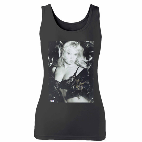 High quality print of this slim fit traci lords signed sexy calendar shoot women tank top will turn heads. And bystanders won't be disappointed - the racerback cut looks good one any woman's shoulders.