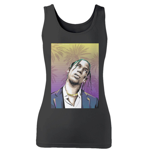 High quality print of this slim fit travis scott 3 women tank top will turn heads. And bystanders won't be disappointed - the racerback cut looks good one any woman's shoulders.