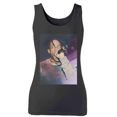 High quality print of this slim fit travis scott concert rage women tank top will turn heads. And bystanders won't be disappointed - the racerback cut looks good one any woman's shoulders.