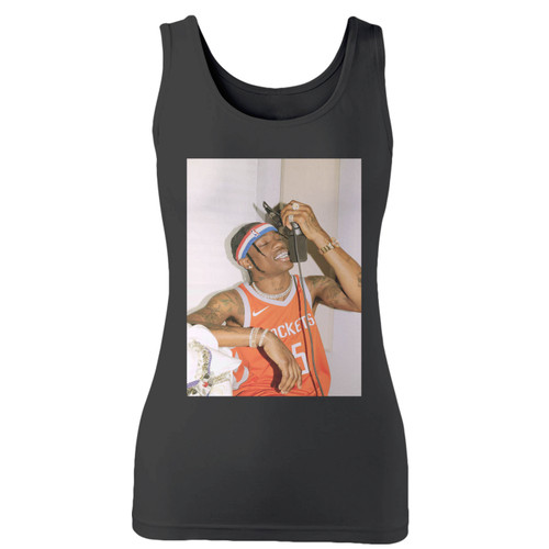 High quality print of this slim fit travis scott recording sessions women tank top will turn heads. And bystanders won't be disappointed - the racerback cut looks good one any woman's shoulders.