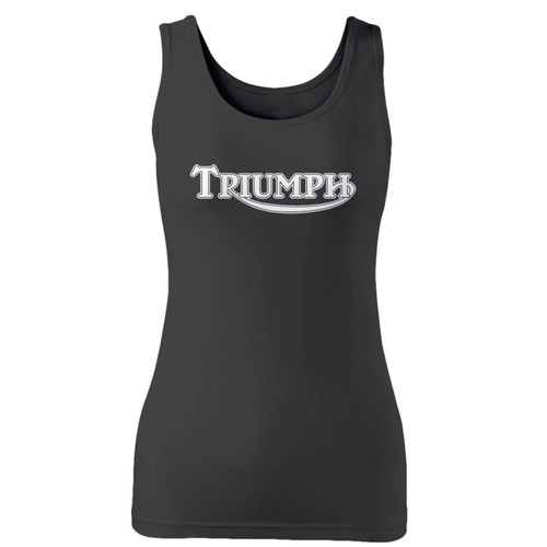 High quality print of this slim fit triumph logo biker motorcycle rider women tank top will turn heads. And bystanders won't be disappointed - the racerback cut looks good one any woman's shoulders.