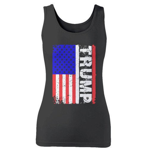 High quality print of this slim fit trump 2020 flag usa women tank top will turn heads. And bystanders won't be disappointed - the racerback cut looks good one any woman's shoulders.