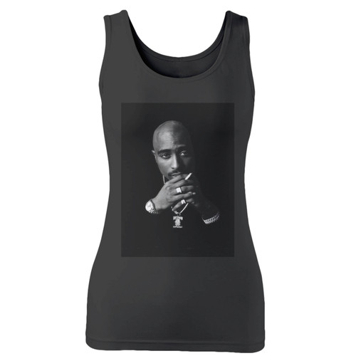 High quality print of this slim fit tupac shakur the king of rap music women tank top will turn heads. And bystanders won't be disappointed - the racerback cut looks good one any woman's shoulders.
