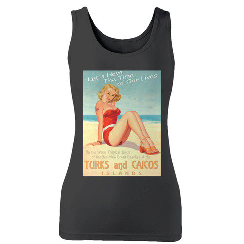High quality print of this slim fit turks and caicos islands women tank top will turn heads. And bystanders won't be disappointed - the racerback cut looks good one any woman's shoulders.