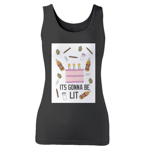 High quality print of this slim fit turnt up lit cake happy birthday women tank top will turn heads. And bystanders won't be disappointed - the racerback cut looks good one any woman's shoulders.