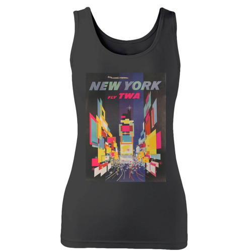 High quality print of this slim fit twa new york vintage art women tank top will turn heads. And bystanders won't be disappointed - the racerback cut looks good one any woman's shoulders.