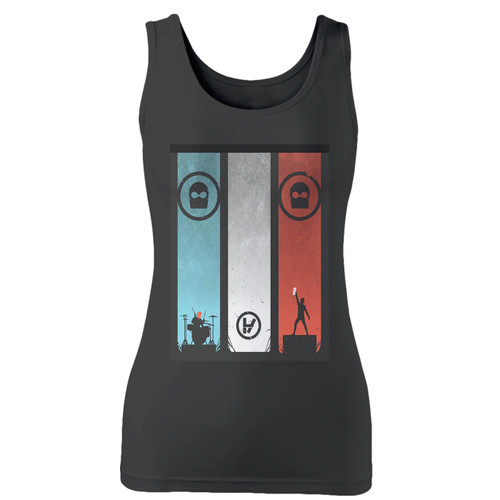 High quality print of this slim fit twenty one pilots personel women tank top will turn heads. And bystanders won't be disappointed - the racerback cut looks good one any woman's shoulders.