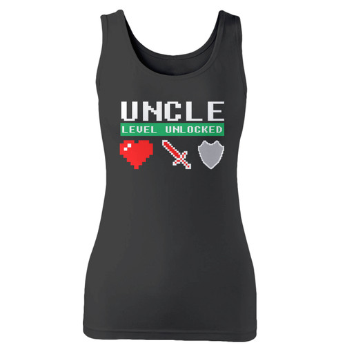 High quality print of this slim fit uncle level unlocked gamer women tank top will turn heads. And bystanders won't be disappointed - the racerback cut looks good one any woman's shoulders.