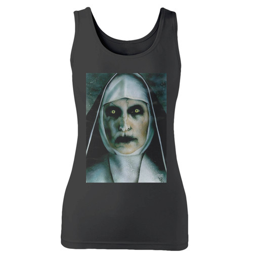 High quality print of this slim fit valak the demon nun halloween women tank top will turn heads. And bystanders won't be disappointed - the racerback cut looks good one any woman's shoulders.