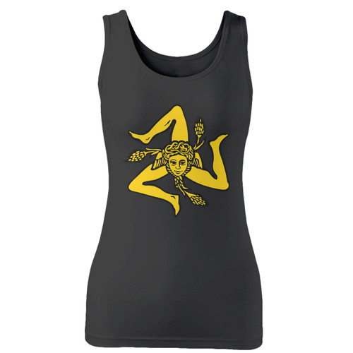 High quality print of this slim fit vintage sicilian flag moniker la cosa nostra italy women tank top will turn heads. And bystanders won't be disappointed - the racerback cut looks good one any woman's shoulders.