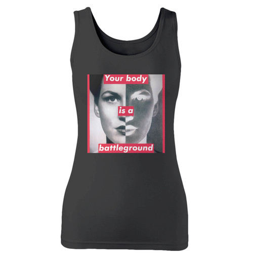 High quality print of this slim fit vintage barbara kruger women tank top will turn heads. And bystanders won't be disappointed - the racerback cut looks good one any woman's shoulders.