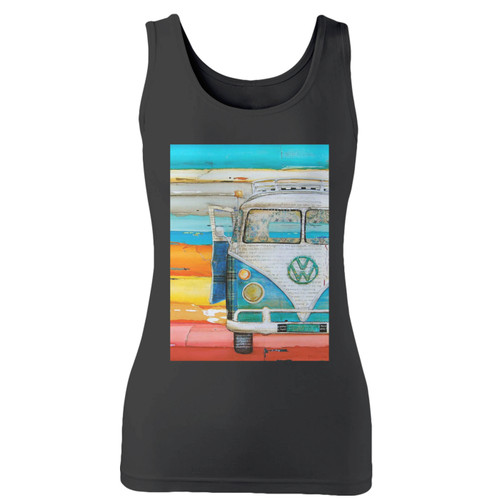 High quality print of this slim fit vw minibus vintage women tank top will turn heads. And bystanders won't be disappointed - the racerback cut looks good one any woman's shoulders.