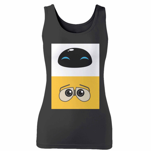 High quality print of this slim fit wall-e and eve eyes women tank top will turn heads. And bystanders won't be disappointed - the racerback cut looks good one any woman's shoulders.