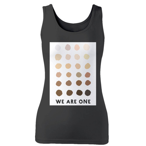 High quality print of this slim fit we are one women tank top will turn heads. And bystanders won't be disappointed - the racerback cut looks good one any woman's shoulders.