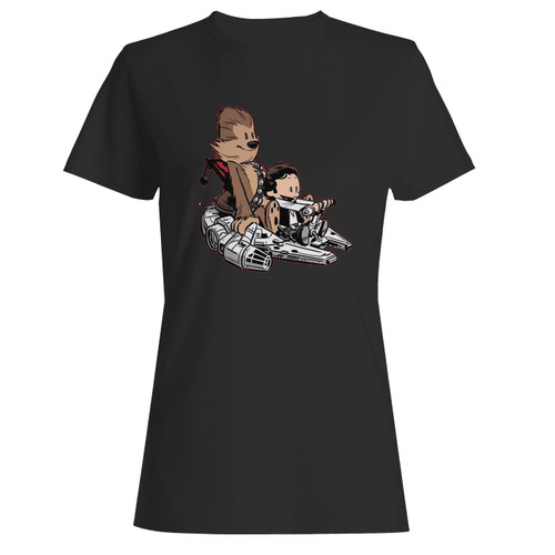 These are calvin and hobbes as han solo and chewbacca women t shirt that are cute tied to the side or paired with a cardigan or jacket for a more styled look. So comfy and classic, they are sure to make your vacation extra magical.