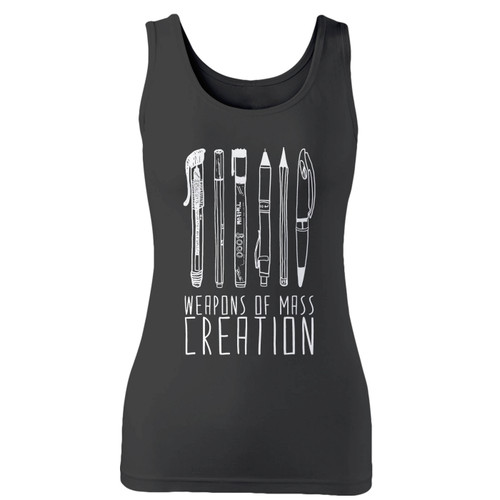 High quality print of this slim fit weapons of mass creation women tank top will turn heads. And bystanders won't be disappointed - the racerback cut looks good one any woman's shoulders.