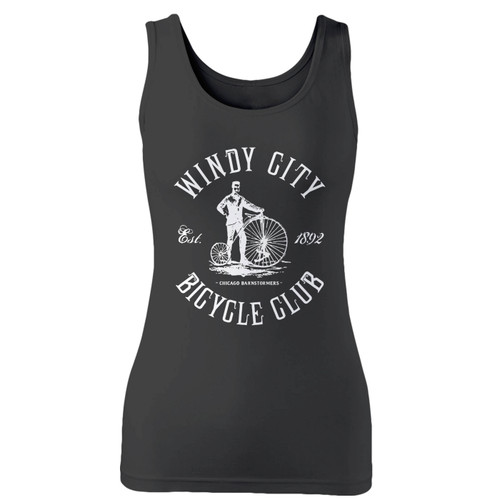 High quality print of this slim fit windy city chicago bicycle club women tank top will turn heads. And bystanders won't be disappointed - the racerback cut looks good one any woman's shoulders.