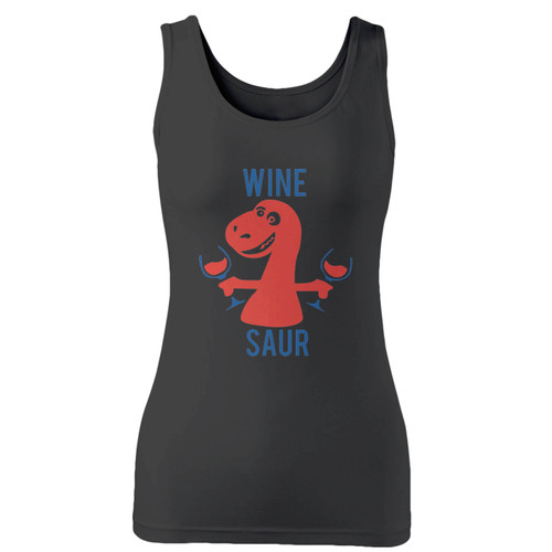 High quality print of this slim fit wine drink saur parody women tank top will turn heads. And bystanders won't be disappointed - the racerback cut looks good one any woman's shoulders.