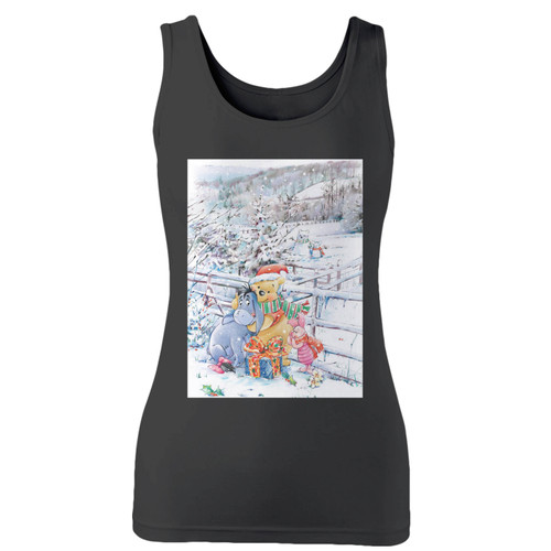 High quality print of this slim fit winnie the pooh friends christmas women tank top will turn heads. And bystanders won't be disappointed - the racerback cut looks good one any woman's shoulders.