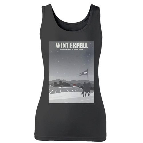 High quality print of this slim fit winterfell game of thrones women tank top will turn heads. And bystanders won't be disappointed - the racerback cut looks good one any woman's shoulders.