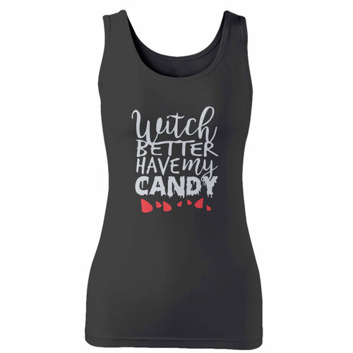 High quality print of this slim fit witch better have my candy cute halloween women tank top will turn heads. And bystanders won't be disappointed - the racerback cut looks good one any woman's shoulders.