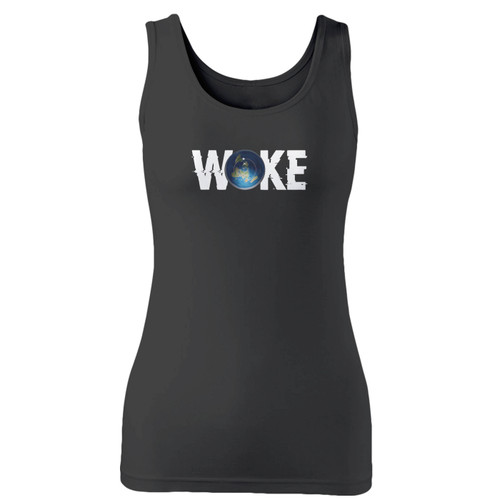 High quality print of this slim fit woke flat earth quote women tank top will turn heads. And bystanders won't be disappointed - the racerback cut looks good one any woman's shoulders.