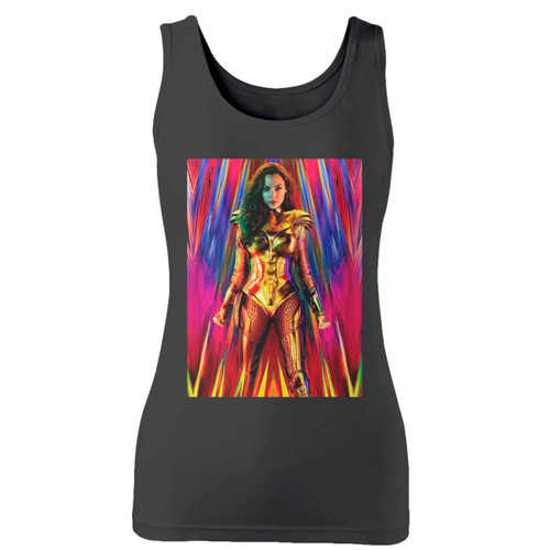 High quality print of this slim fit wonder woman art women tank top will turn heads. And bystanders won't be disappointed - the racerback cut looks good one any woman's shoulders.