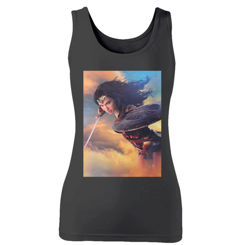 High quality print of this slim fit wonder woman sword women tank top will turn heads. And bystanders won't be disappointed - the racerback cut looks good one any woman's shoulders.