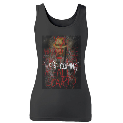 High quality print of this slim fit wwe bray wyatt women tank top will turn heads. And bystanders won't be disappointed - the racerback cut looks good one any woman's shoulders.