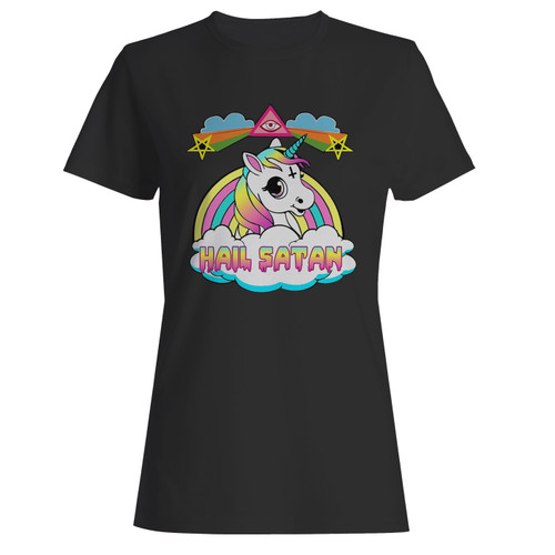 These are new hail satan unicorn women t shirt that are cute tied to the side or paired with a cardigan or jacket for a more styled look. So comfy and classic, they are sure to make your vacation extra magical.