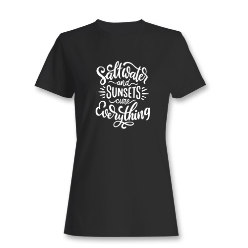 These are salt water & sunsets cure everything women t shirt that are cute tied to the side or paired with a cardigan or jacket for a more styled look. So comfy and classic, they are sure to make your vacation extra magical.