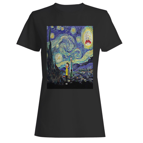 These are starry night rick and morty women t shirt that are cute tied to the side or paired with a cardigan or jacket for a more styled look. So comfy and classic, they are sure to make your vacation extra magical.