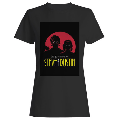 These are steve and dustin stranger things women t shirt that are cute tied to the side or paired with a cardigan or jacket for a more styled look. So comfy and classic, they are sure to make your vacation extra magical.