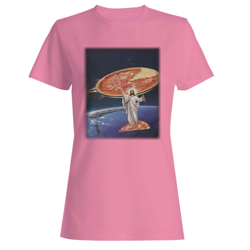 These are u.f.o funny pizza jesus women t shirt that are cute tied to the side or paired with a cardigan or jacket for a more styled look. So comfy and classic, they are sure to make your vacation extra magical.